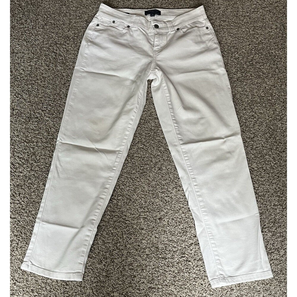 Talbots Women's White Denim Boyfriend Jeans 2P Petites 5-Pocket
